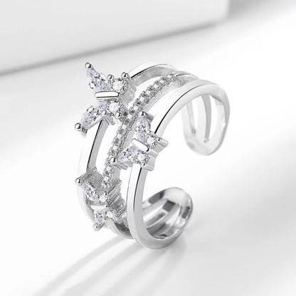 Double Butterfly Super Flash Zircon Ring European And American Fashion