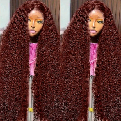 Fashion Front Lace Wine Red Long Curly Wig